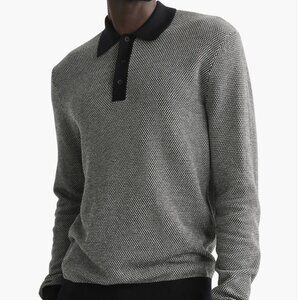 rag & bone Harrow Wool Blend Long Sleeve Polo Size M